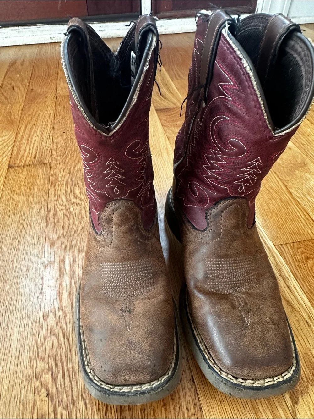 Durango Kids Brown and Burgundy Western Pull-On Boots